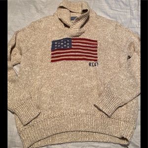 Ralph Lauren shawl neck flag sweater size Large